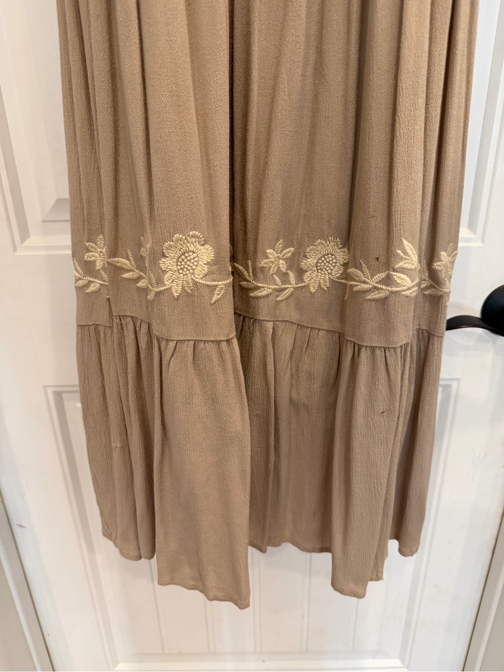 In Bloom Taupe Embroidered Floral Maxi Dress - Picture 3 of 5